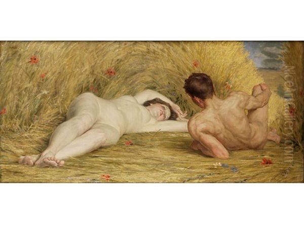 Sommerliche Idylle Oil Painting by Auguste (Maurice Francois Giuslain) Leveque