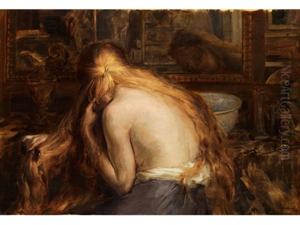 Ruckenakt Oil Painting by Auguste (Maurice Francois Giuslain) Leveque