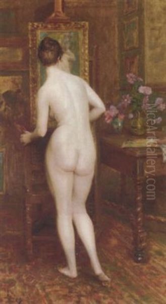 The Artist's Model Oil Painting by Auguste (Maurice Francois Giuslain) Leveque