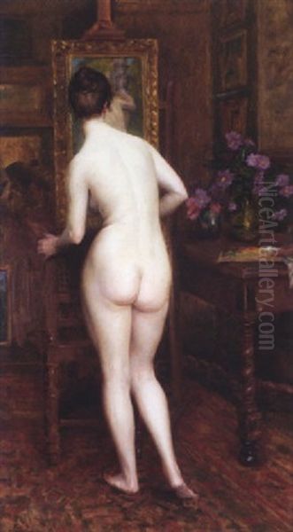 Le Modele Dans L'atelier Oil Painting by Auguste (Maurice Francois Giuslain) Leveque