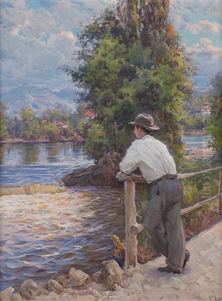 View Over The Stream Oil Painting by Vasili Levi