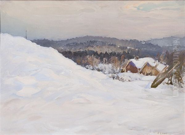 Winter Landscape Oil Painting by Vasili Levi