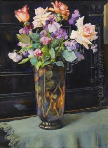 Floral Still-life Oil Painting by Vassilij Filippovich Levi