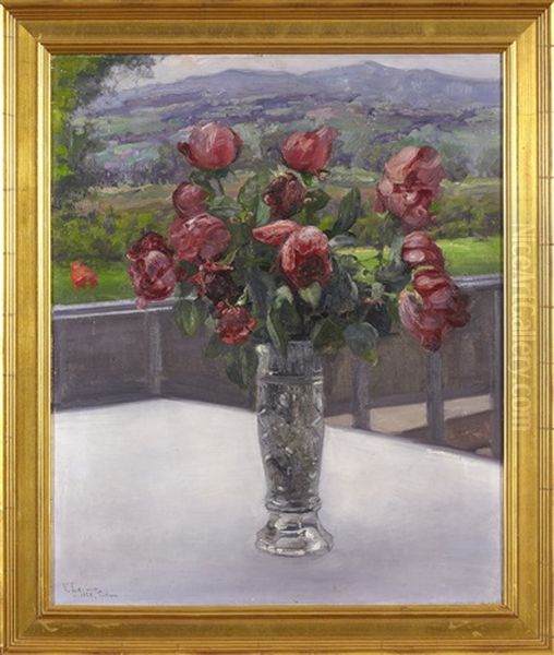 Still-life With Roses In A Vase Oil Painting by Vassilij Filippovich Levi