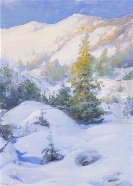 Winter Landscape Oil Painting by Vassilij Filippovich Levi