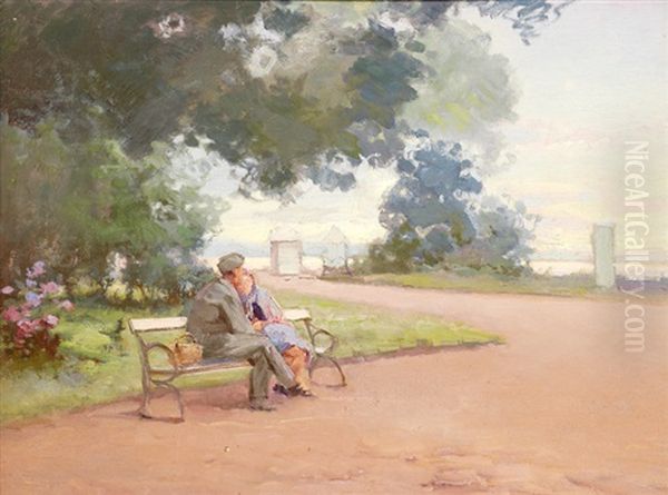 A Meeting In The Park Oil Painting by Vassilij Filippovich Levi