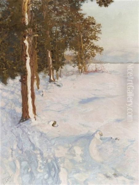 Winter Landscape Oil Painting by Vassilij Filippovich Levi