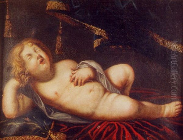 Putto Endormi Sur Un Drape Oil Painting by Reynaud Levieux