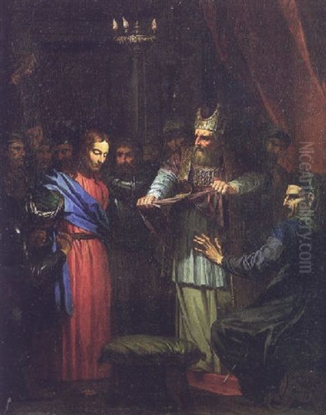 Le Christ Devant Le Grand Pretre Oil Painting by Reynaud Levieux