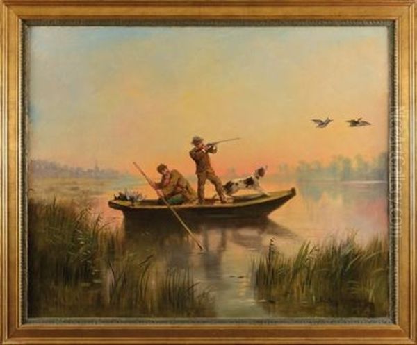 La Chasse Aux Canards Oil Painting by Theodore Levigne