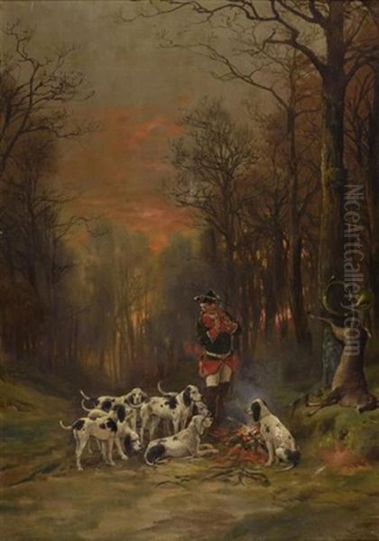 Le Repos Autour Du Feu Oil Painting by Theodore Levigne