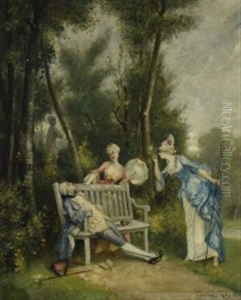 Scene Galante Dans Un Parc Oil Painting by Theodore Levigne