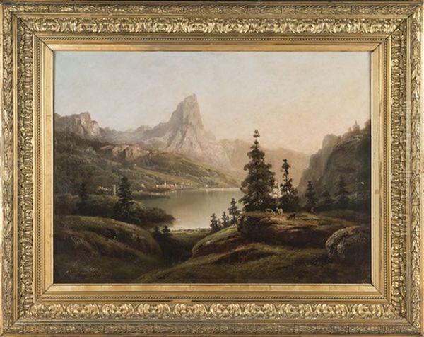 Vue Du Lac Du Bourget Oil Painting by Theodore Levigne