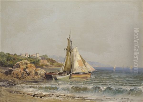 Voiliers A Juan Les Pins Oil Painting by Theodore Levigne