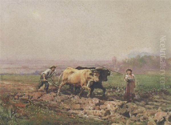 Pflugende Bauern Oil Painting by Theodore Levigne