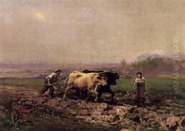 Pflugende Bauern Oil Painting by Theodore Levigne