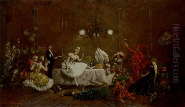 The Masked Ball Oil Painting by Theodore Levigne