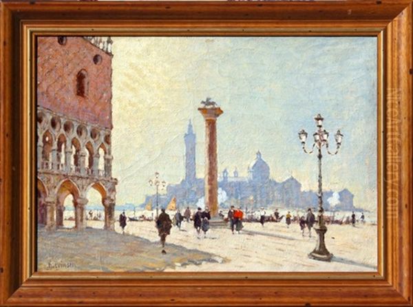 Place Saint Marc Oil Painting by Sophus Theobald Levinsen