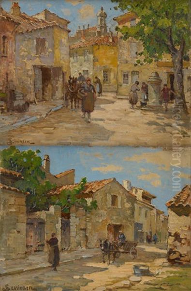 Vues De Provence (2 Works) Oil Painting by Sophus Theobald Levinsen