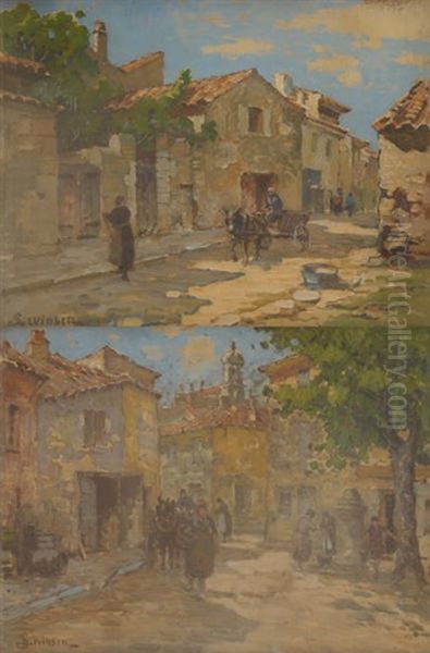 Paysages Mediterraneens (2 Works) Oil Painting by Sophus Theobald Levinsen