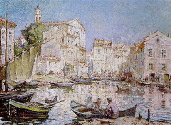 Les Martigues Oil Painting by Sophus Theobald Levinsen