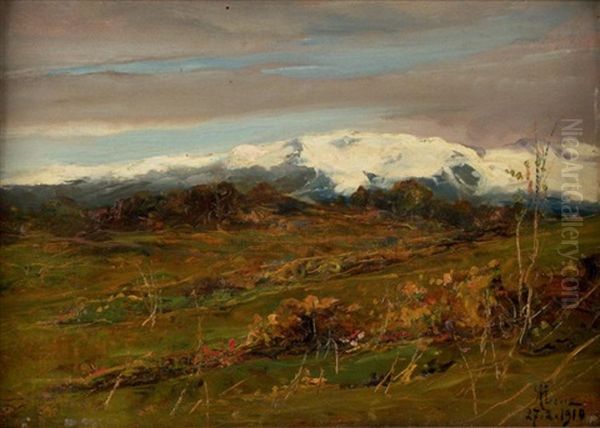 Paysage De Montagne Oil Painting by Giuseppe Augusto Levis