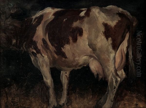 Mucca Nella Stalla Oil Painting by Giuseppe Augusto Levis