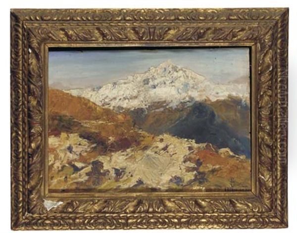 Rocciamelone (valle Di Susa), Visto Dai Quatro Denti Oil Painting by Giuseppe Augusto Levis