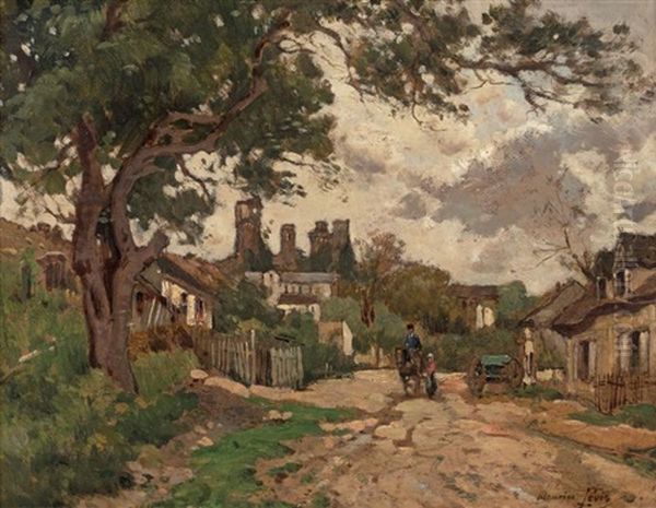 Entree Du Village De Herisson Oil Painting by Maurice Levis