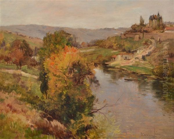 Chateau On The River Thouet Oil Painting by Maurice Levis