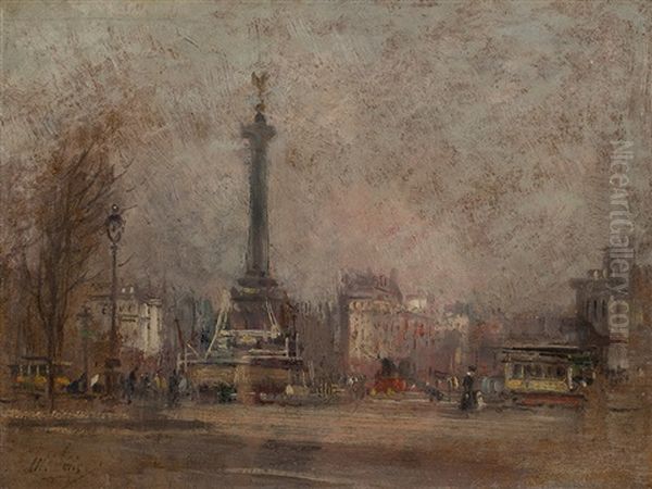 Place De La Bastille In Paris Oil Painting by Maurice Levis