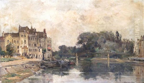 Le Pont De Lagny Oil Painting by Maurice Levis