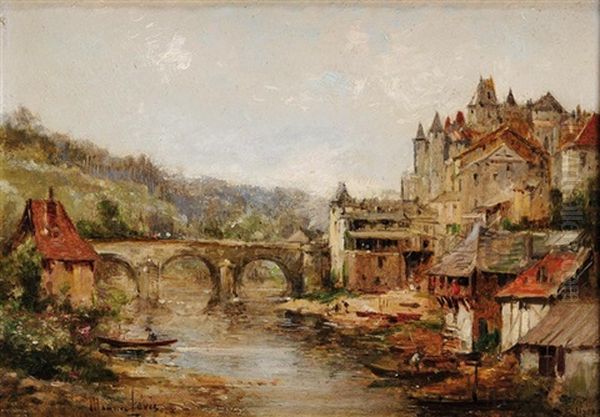 Uzerches, Bord De La Vezere Oil Painting by Maurice Levis