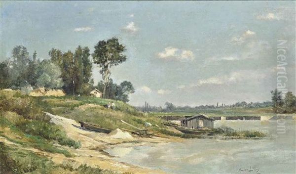 A River Landscape Oil Painting by Maurice Levis