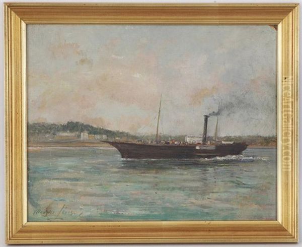 Paysage De Campagne, Bateau Sur Le Lac Et Jeune Fille Portant Un Vase (3 Works) Oil Painting by Maurice Levis