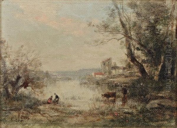 Bord De Riviere (pair) Oil Painting by Maurice Levis