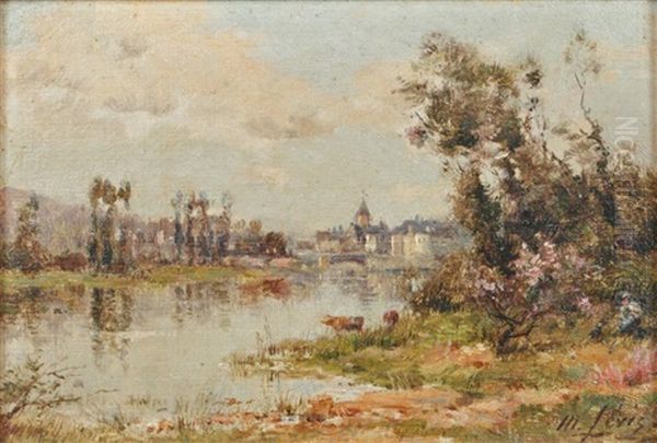 Bord De Riviere (pair) Oil Painting by Maurice Levis