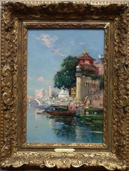 Palais Au Bord Du Gange Oil Painting by Maurice Levis