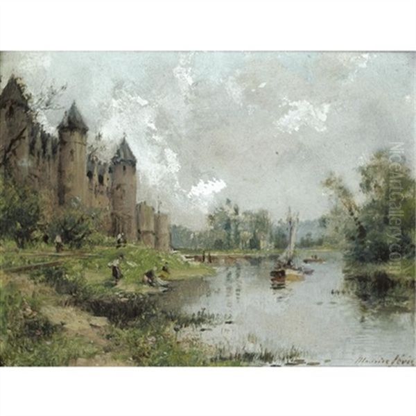 Chateaux De Josselin (+ Le Pont De Vernon; Pair) Oil Painting by Maurice Levis