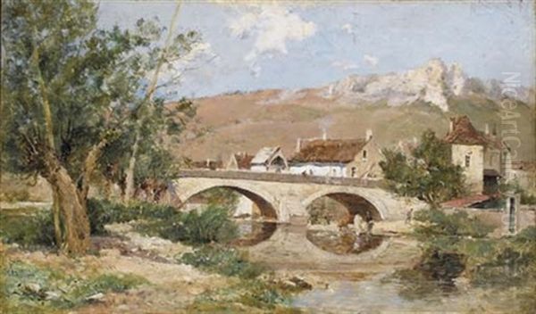 Le Vieux Pont De Mailly-le-chateau En Bourgogne Oil Painting by Maurice Levis