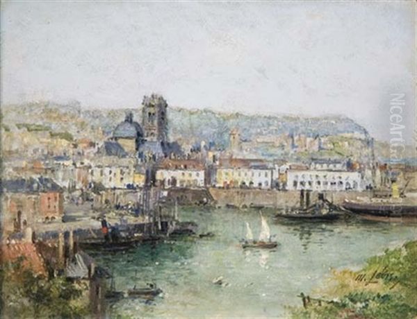 Vue Du Port De Dieppe Et De Sa Cathedrale Oil Painting by Maurice Levis