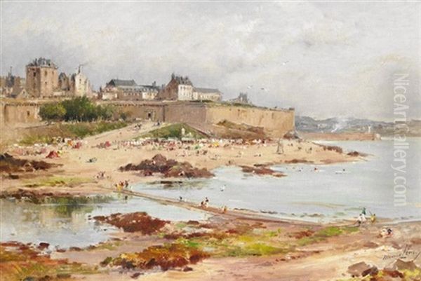 La Plage A St. Malo Oil Painting by Maurice Levis