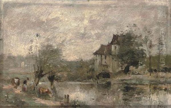 Vieux Moulin (+ Bords Du Chez, Oil On Board; 2 Works) Oil Painting by Maurice Levis