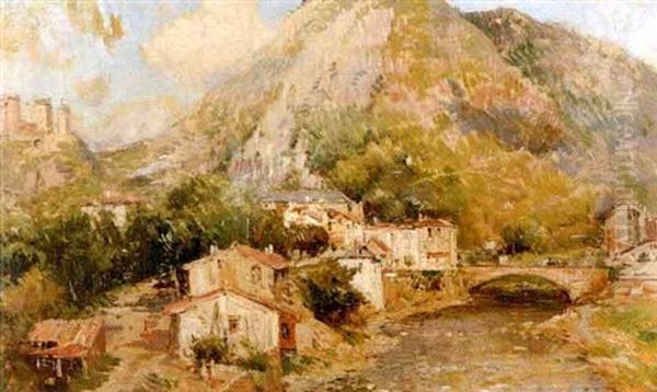 Kleines Franzosisches Dorf Am Fluss Oil Painting by Maurice Levis