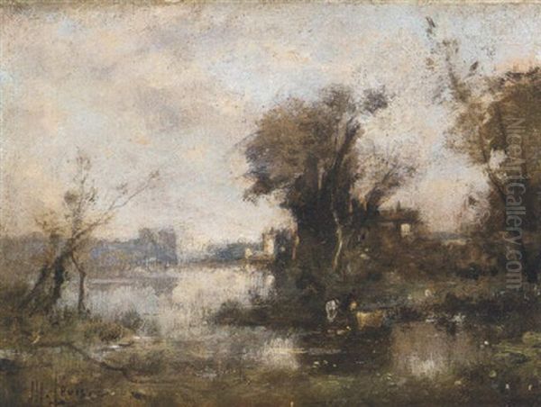 Paysage De Barbizon Oil Painting by Maurice Levis