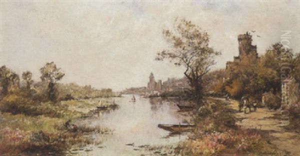 Lavandieres Au Bord De L'oise Animee Oil Painting by Maurice Levis