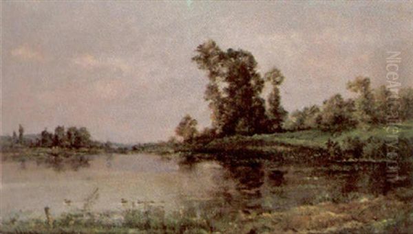 Bords De L'etang Neuf, Divernais Oil Painting by Maurice Levis