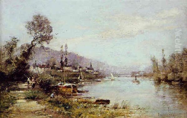 Vue Presumee De La Seine A Pontoise Oil Painting by Maurice Levis