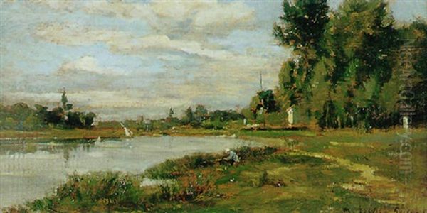 Bord De Riviere Anime Oil Painting by Maurice Levis