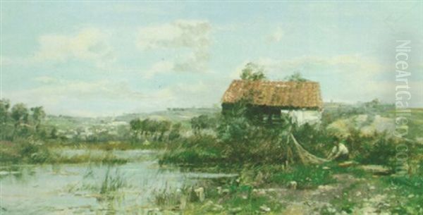 Les Marais De Longpre Oil Painting by Maurice Levis